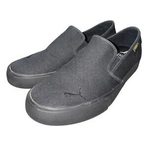PUMA WOMENS 8 BLACK GOLD SLIP-ON CANVAS SHOES SOFTFOAM+ VULCANIZED